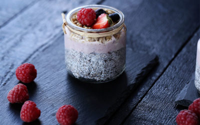 Black Currant and Overnight Oats with Chia Seeds